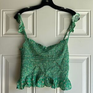 Blue life green crop top floral